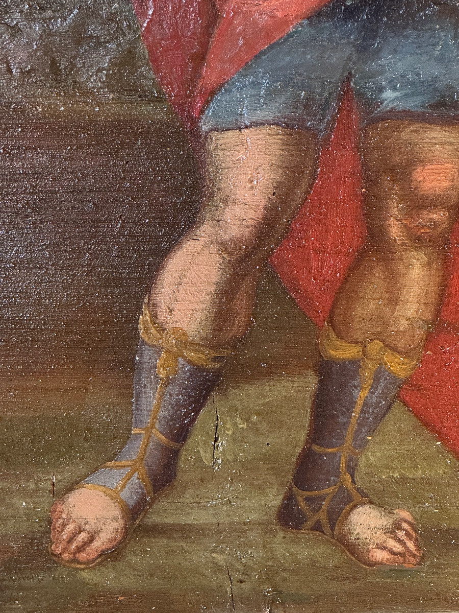 Huile sur bois – Scène biblique, XVIIe siècle-photo-4