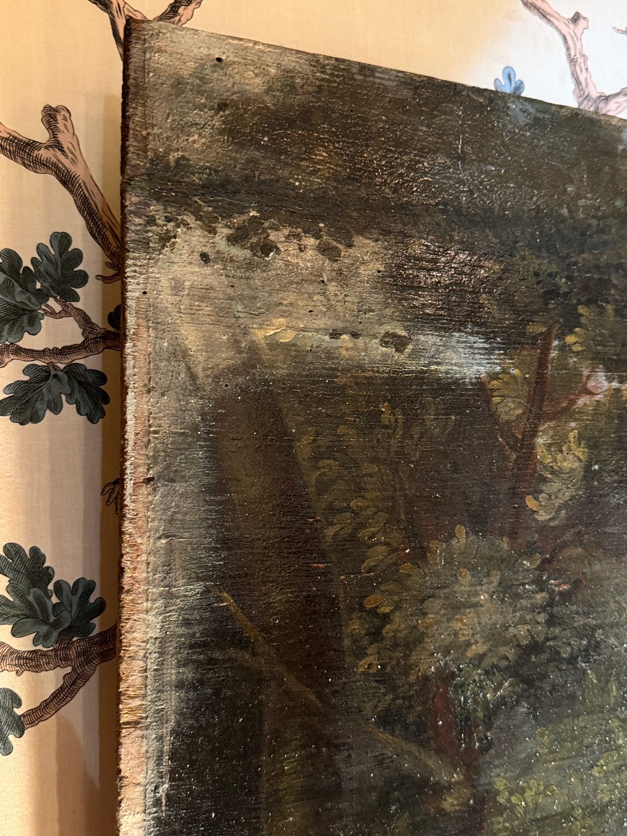 Huile sur bois – Scène biblique, XVIIe siècle-photo-7