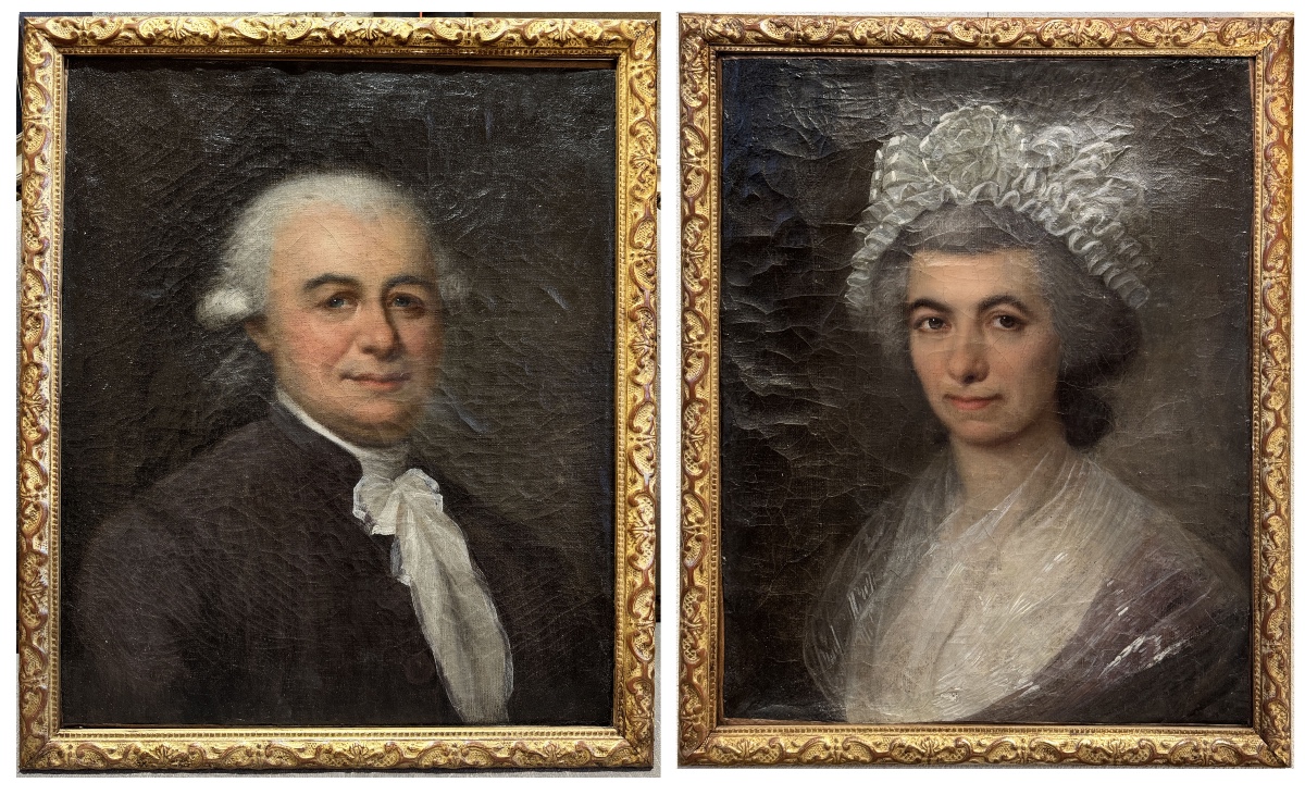 Paire de portraits – Couple d’aristocrates provençaux, époque Louis XVI
