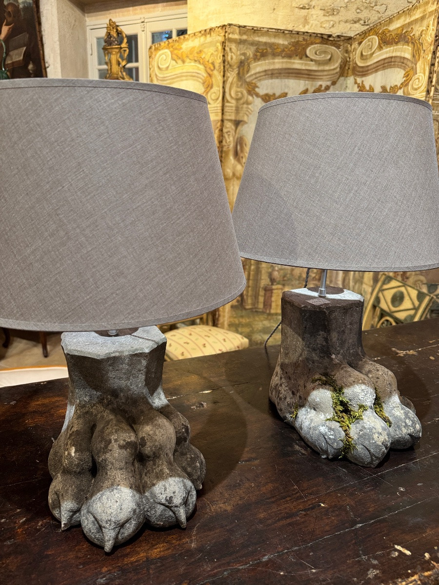 4 Pieds de baignoire montés en lampe – XIXe siècle-photo-8