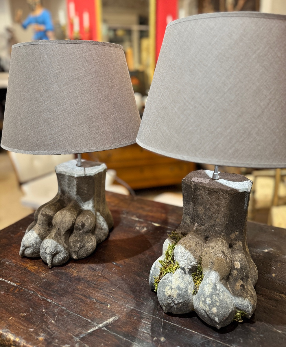 4 Pieds de baignoire montés en lampe – XIXe siècle