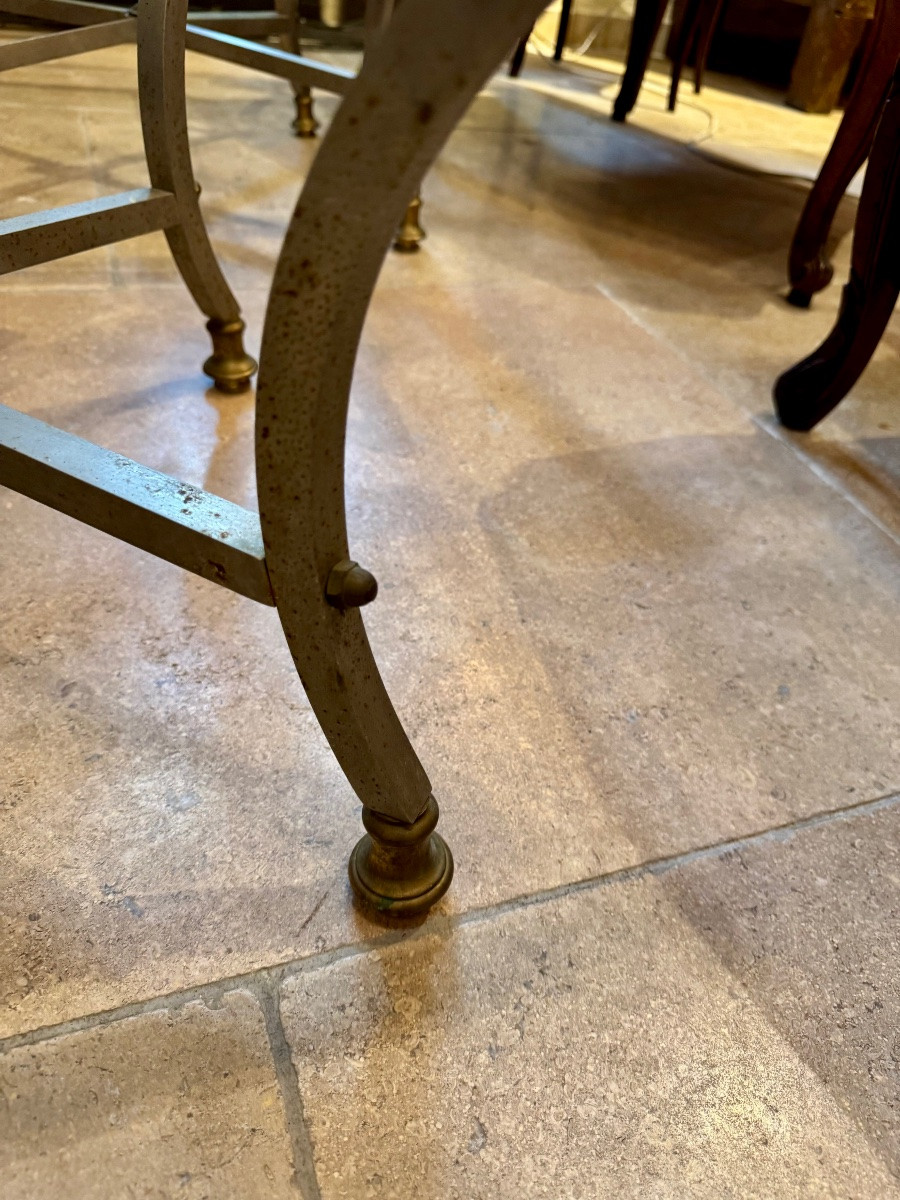 Paire de tables basses italiennes en fer et bronze, circa 1950-photo-1