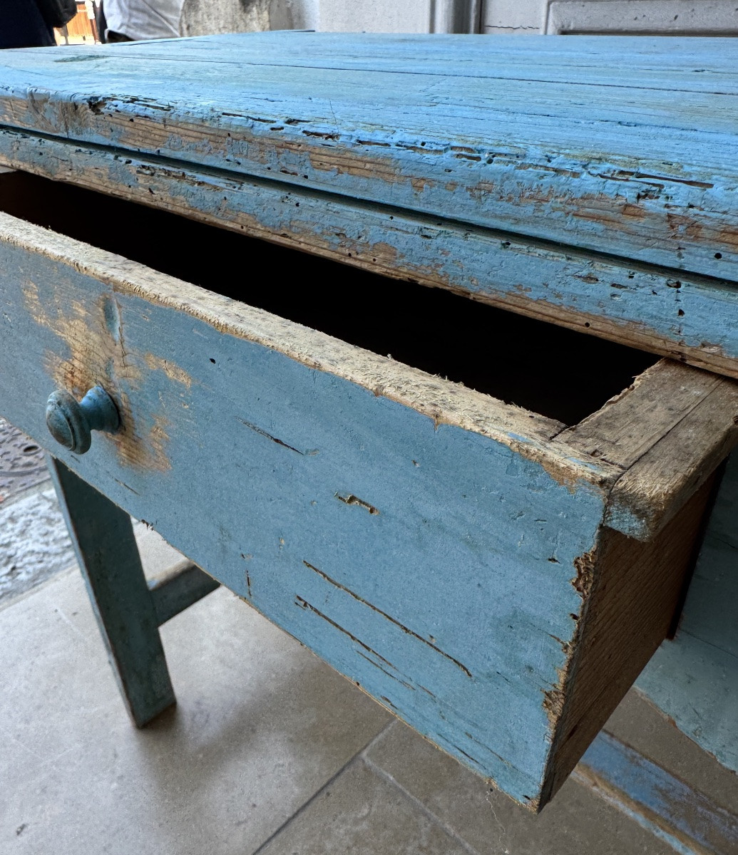 Petite table d’atelier en bois peint – début XXᵉ-photo-5