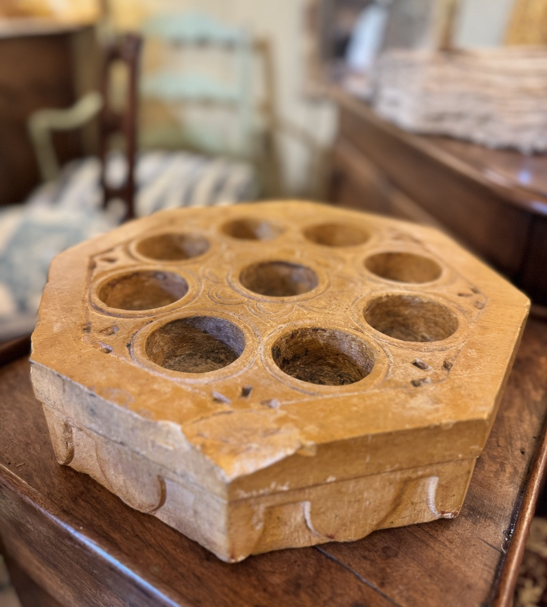 Monastic Votive Base In Carved Stone – 17th/18th Century