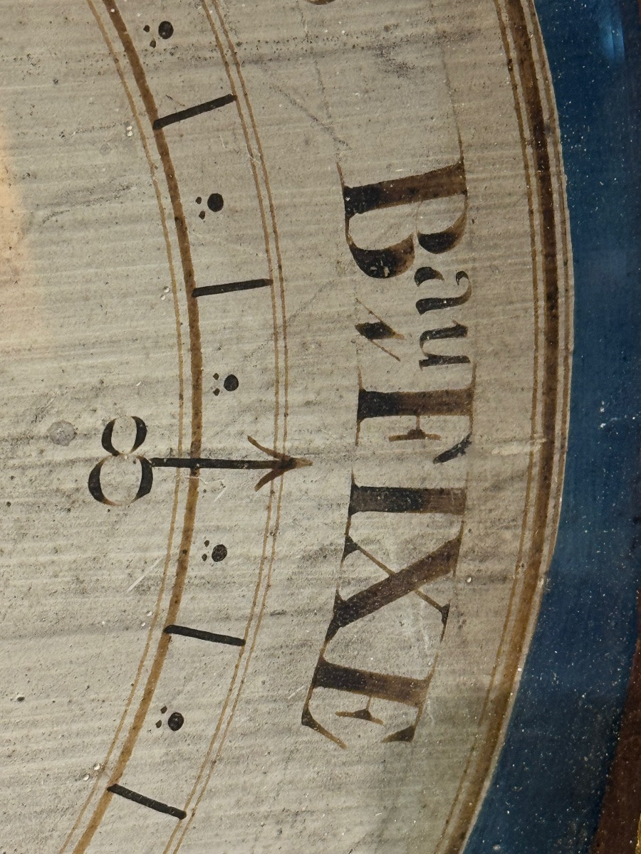 Baromètre Louis XVI en bois sculpté et doré, 18e-photo-2