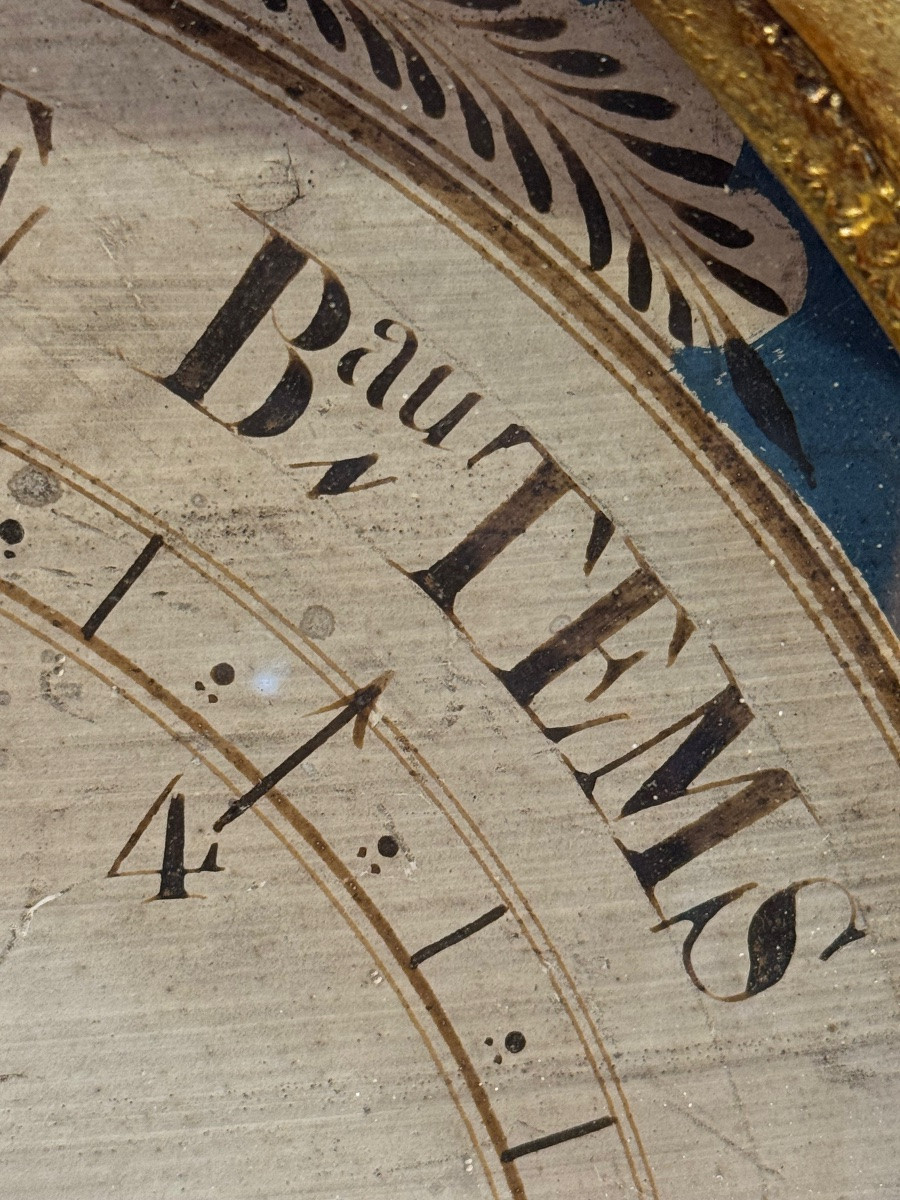 Baromètre Louis XVI en bois sculpté et doré, 18e-photo-6