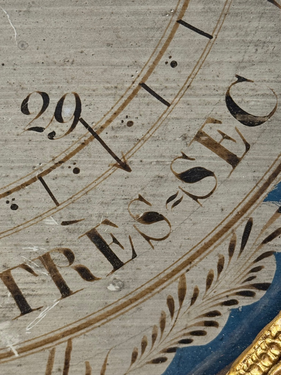 Baromètre Louis XVI en bois sculpté et doré, 18e-photo-7