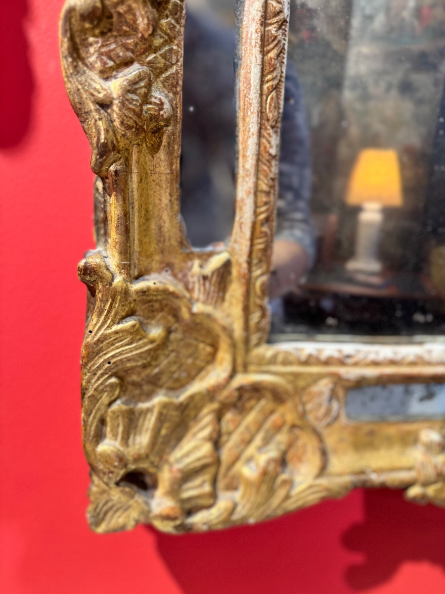Miroir à parecloses en bois doré – Époque Régence-photo-3