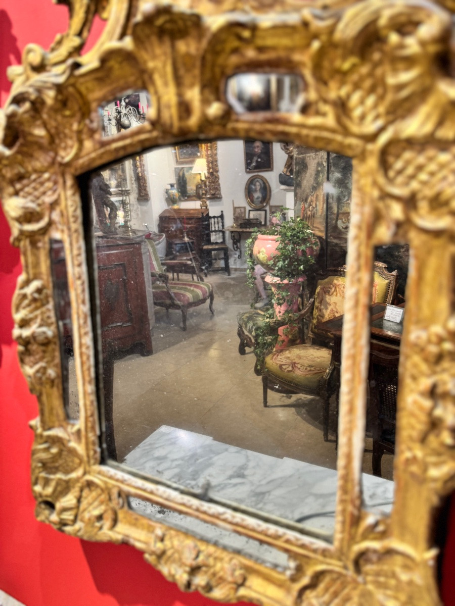 Miroir à parecloses en bois doré – Époque Régence-photo-3
