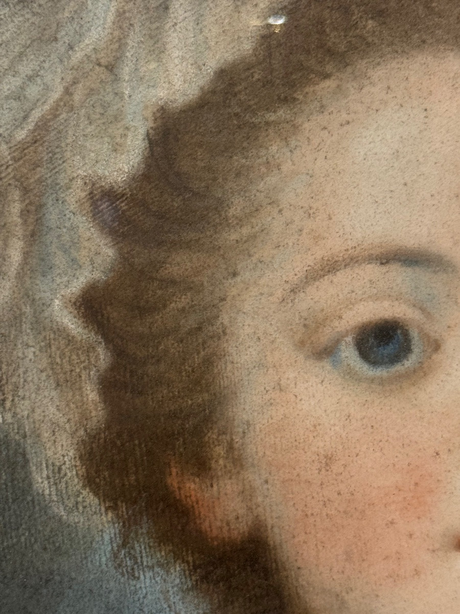 Pastel XVIIIe – Jeune servante, époque Louis XVI-photo-3