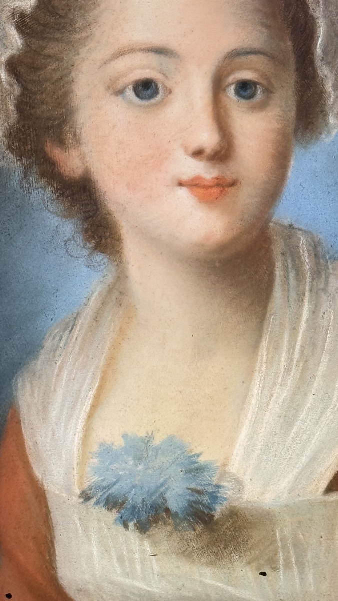 Pastel XVIIIe – Jeune servante, époque Louis XVI-photo-3