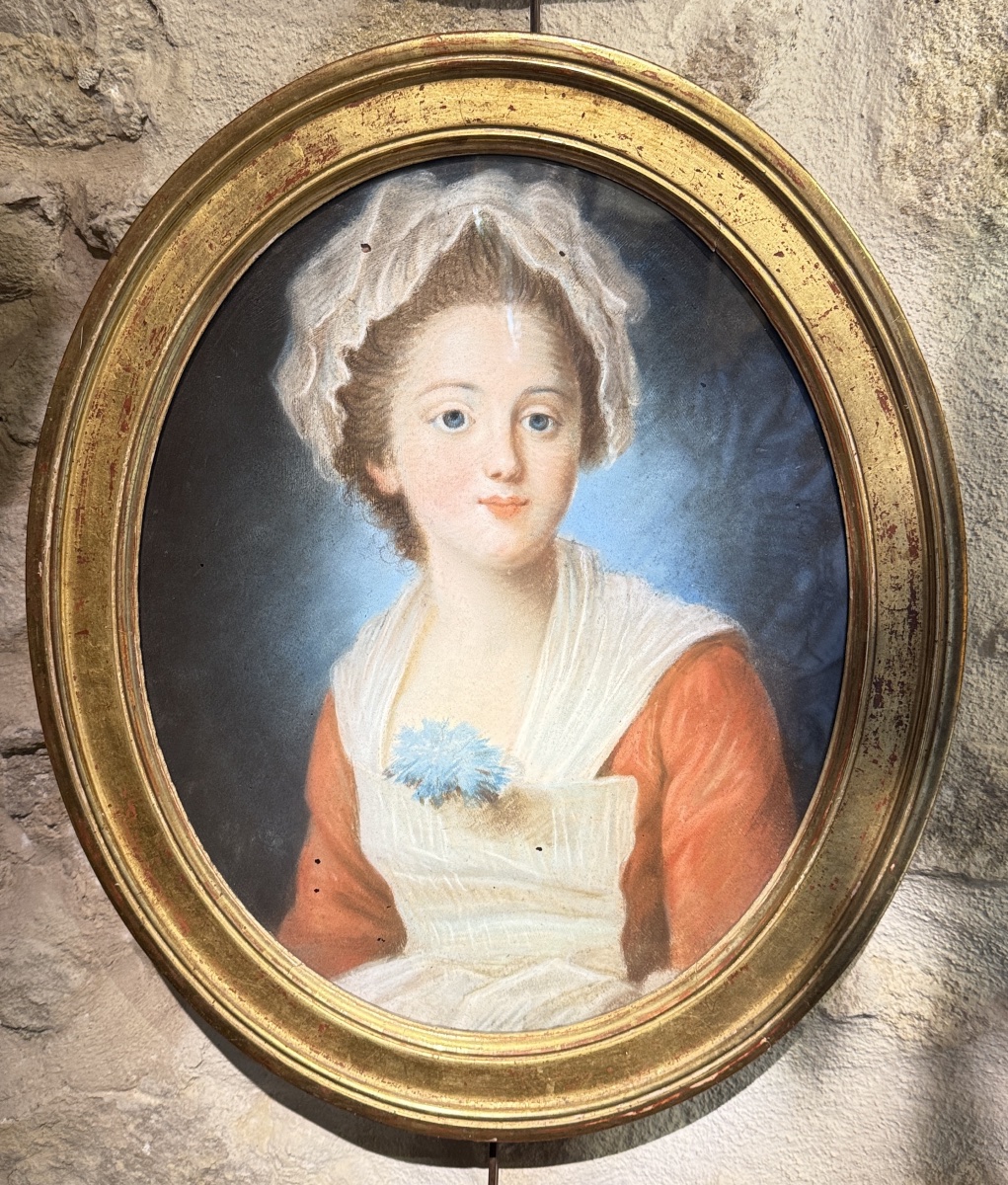 Pastel XVIIIe – Jeune servante, époque Louis XVI