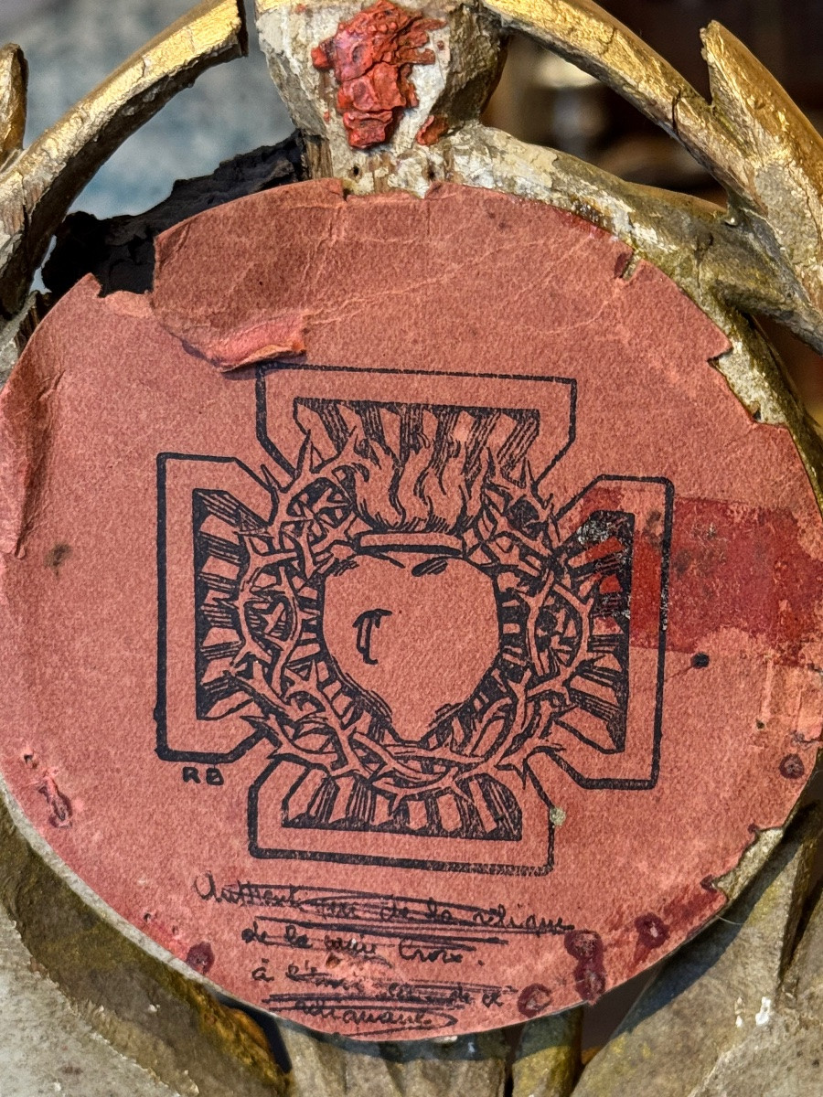 Paire de reliquaires en bois doré, fin XIXe – Reliques de la Vraie Croix et de Saintes,-photo-6
