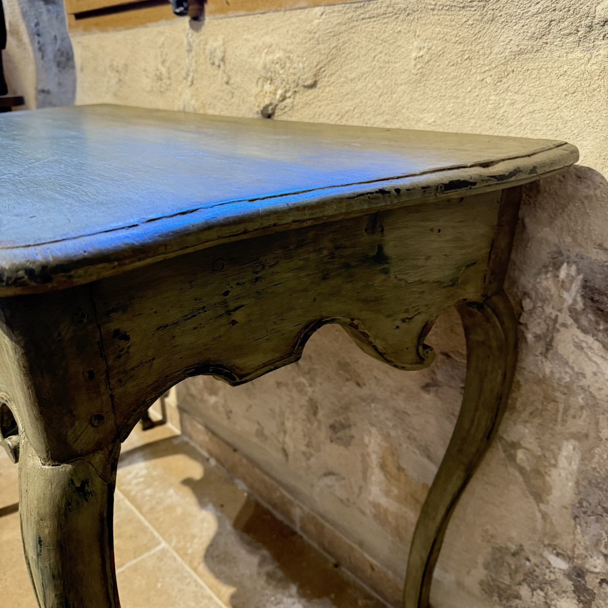 Console provençale galbée en bois peint – XVIIIe siècle-photo-1