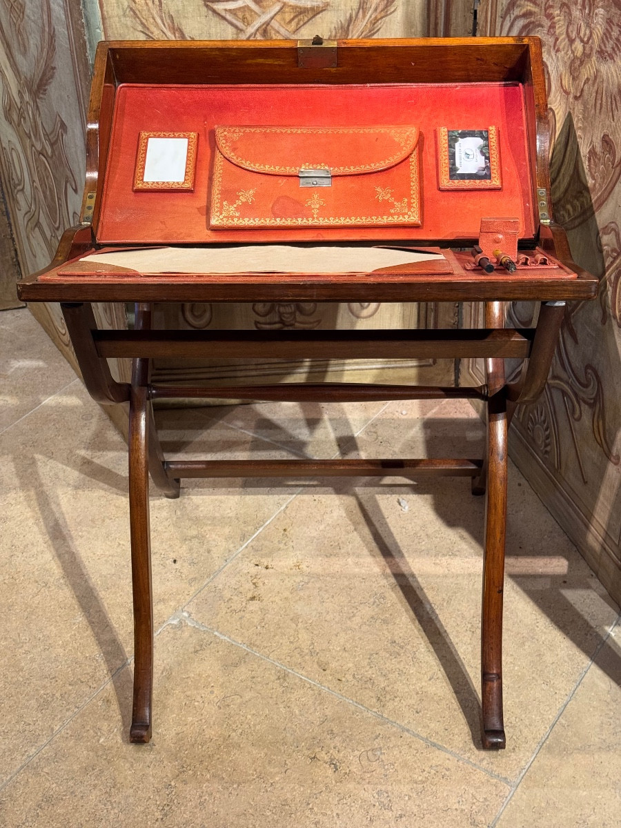 Portable Travel Desk On Folding Base, England, 19th Century-photo-4
