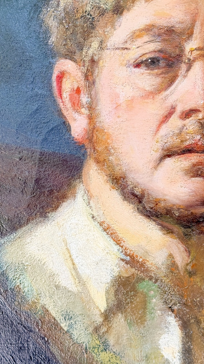 Jan Van Puyenbroeck (1887-1972) – Portrait Of A Man, Early 20th Century-photo-3