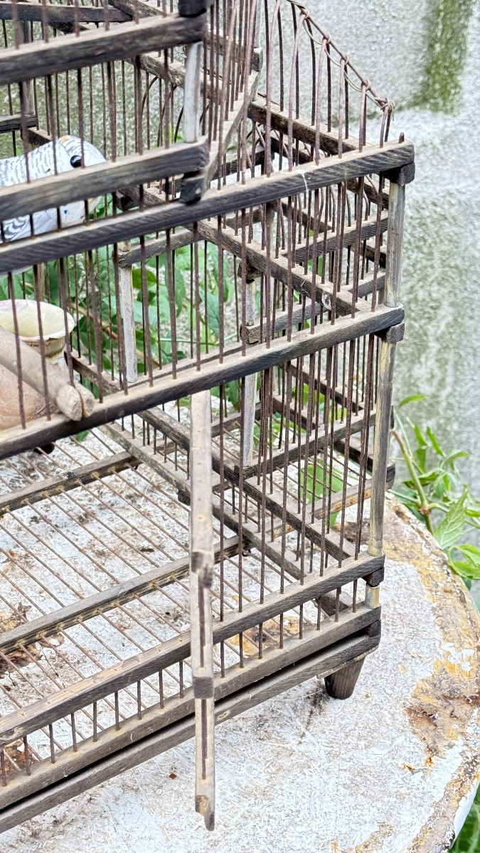 Cage à oiseaux en fer et bois, XIXᵉ siècle -photo-7