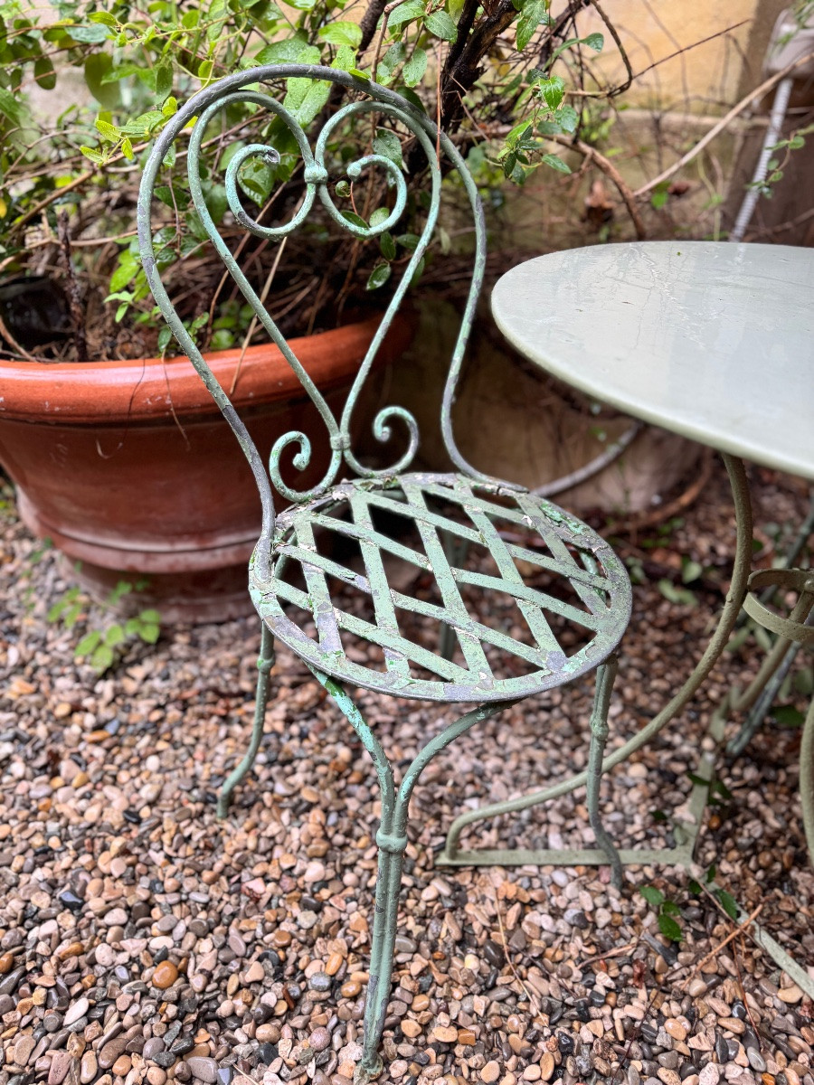 Guéridon et chaises de jardin, fin XIXe siècle-photo-2
