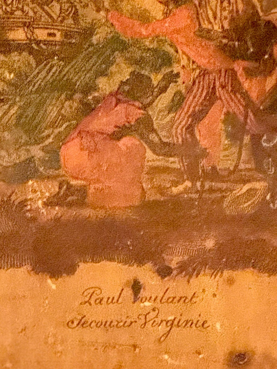 Pair Of Cherry Wood Chairs, Directoire Period, Back Painted “paul Et Virginie”-photo-1
