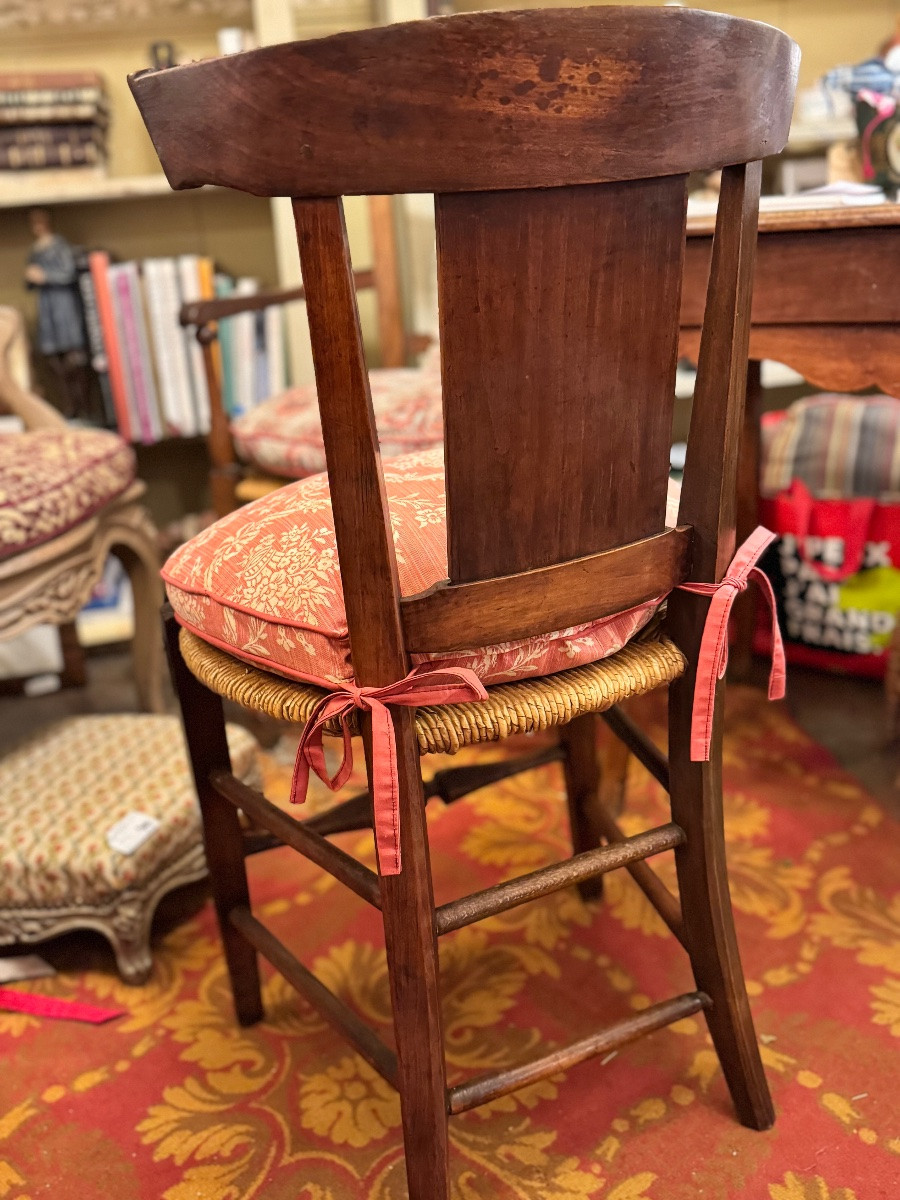 Pair Of Cherry Wood Chairs, Directoire Period, Back Painted “paul Et Virginie”-photo-8
