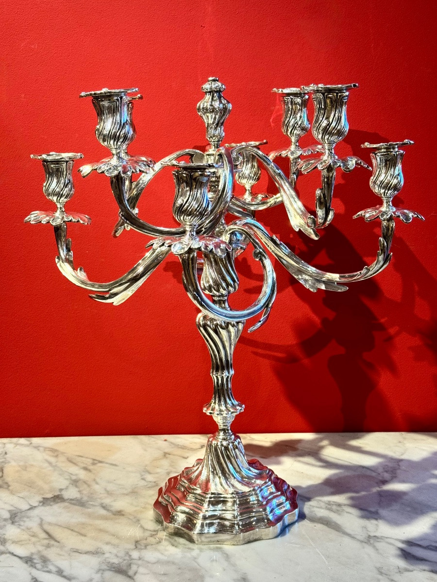 Paire de candélabres en bronze argenté – XIXᵉ siècle-photo-2