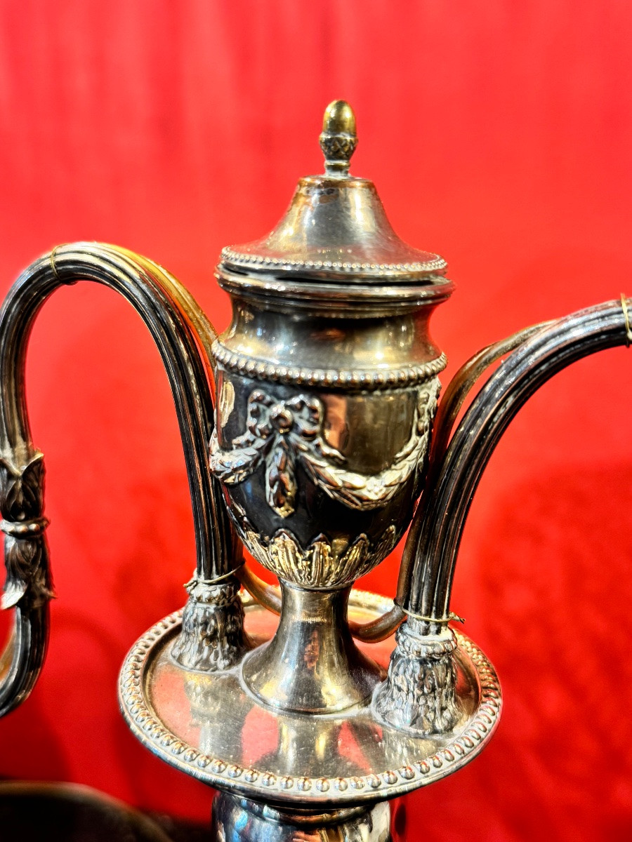 Pair Of Silver-plated Candlesticks, 19th Century-photo-2
