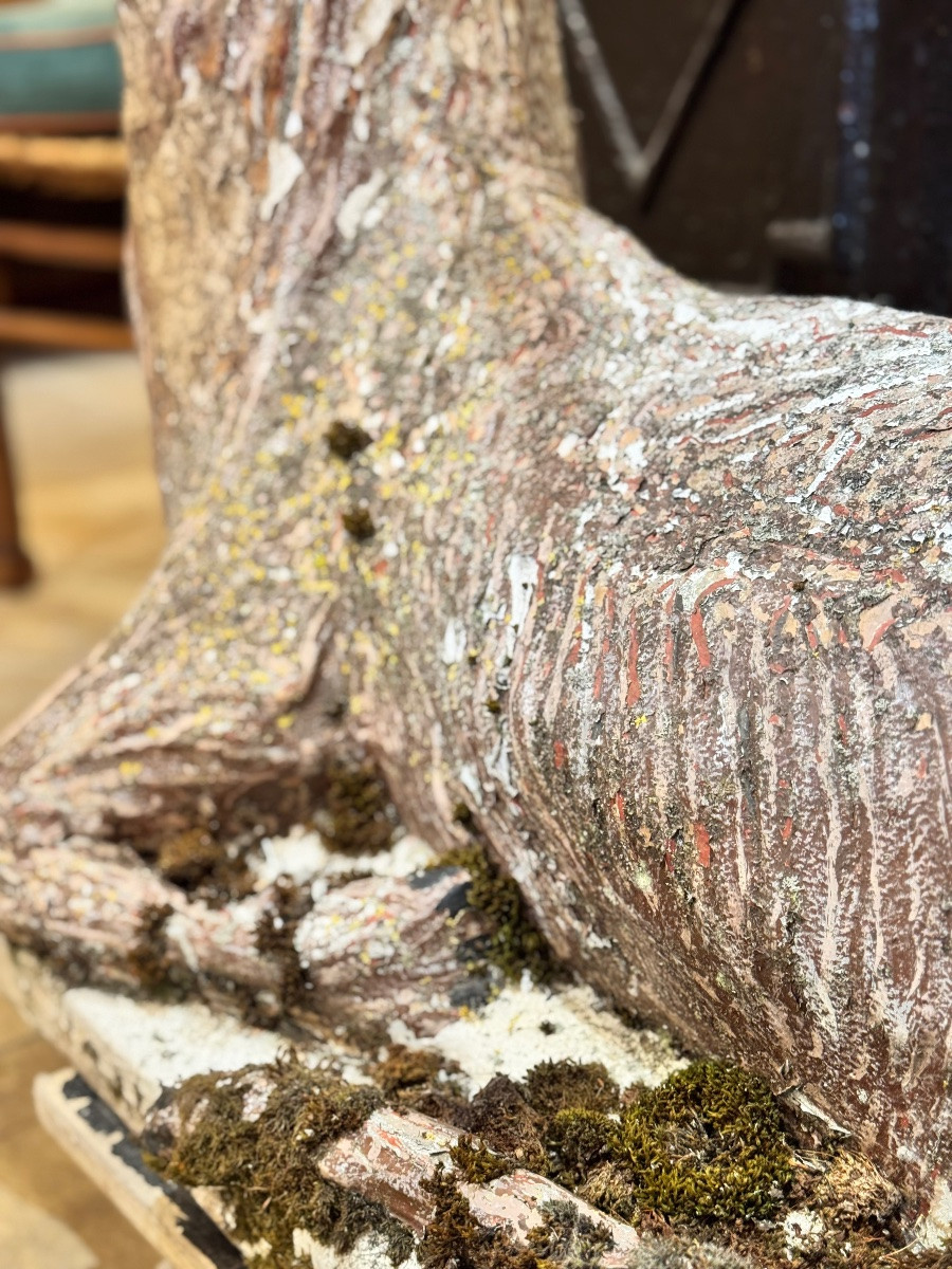 Cerf couché en ciment, sculpture de jardin – XIXᵉ siècle-photo-3