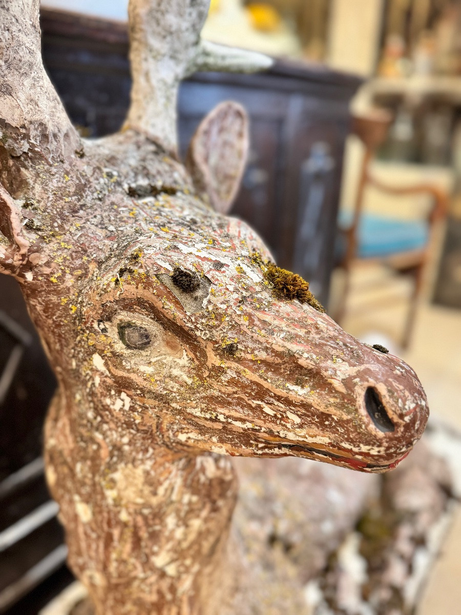 Cerf couché en ciment, sculpture de jardin – XIXᵉ siècle-photo-8