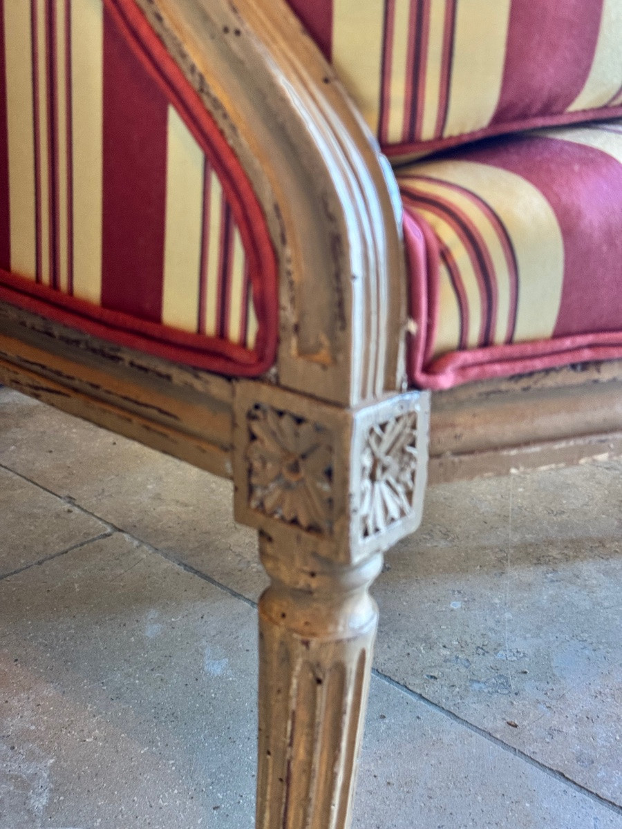 Paire de Bergères Louis XVI – Époque XVIIIe siècle-photo-3