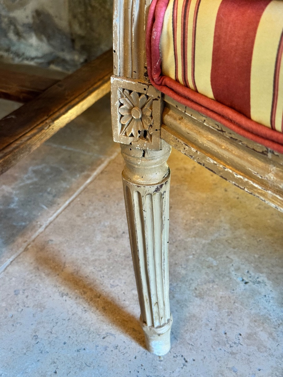 Paire de Bergères Louis XVI – Époque XVIIIe siècle-photo-4