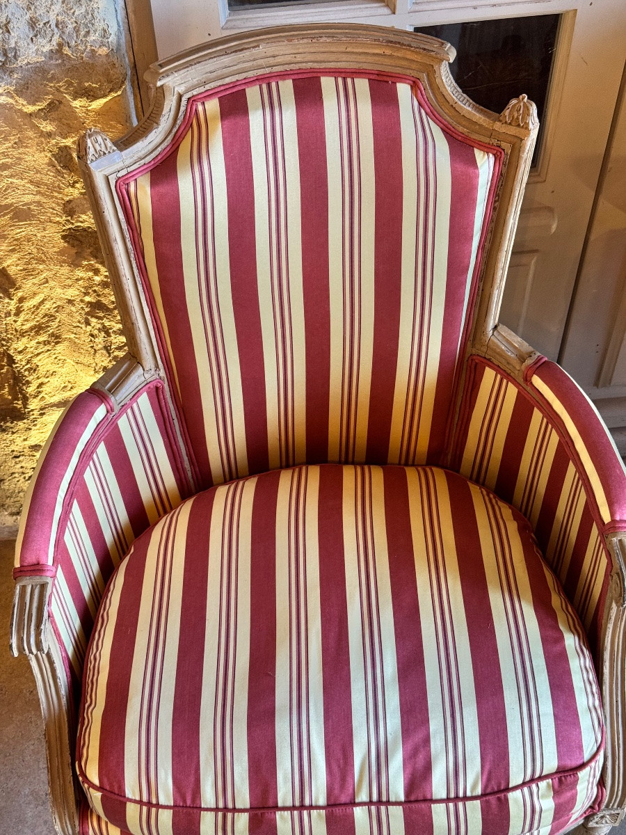 Paire de Bergères Louis XVI – Époque XVIIIe siècle-photo-2