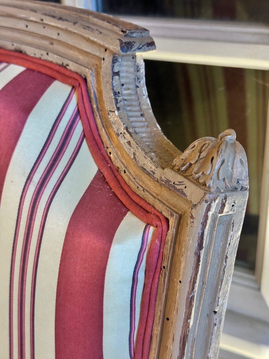 Paire de Bergères Louis XVI – Époque XVIIIe siècle-photo-3