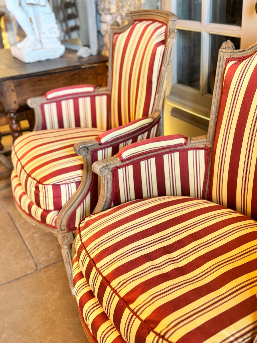 Paire de Bergères Louis XVI – Époque XVIIIe siècle-photo-6