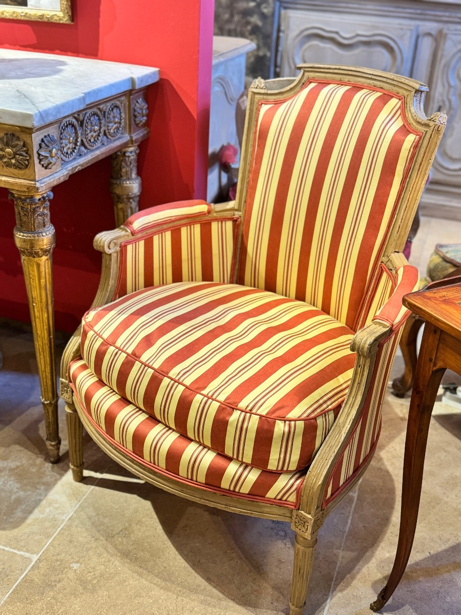 Paire de Bergères Louis XVI – Époque XVIIIe siècle-photo-8