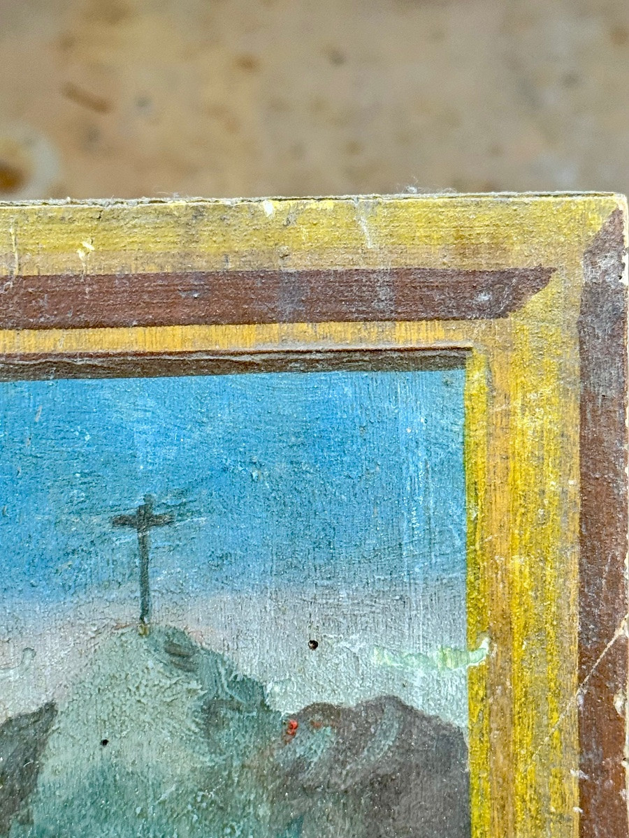 Ex-voto italien du XIXe siècle – Peinture naïve sur bois – daté du 24 juin 1866-photo-1