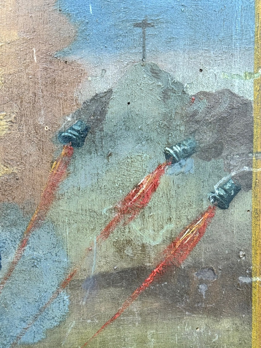 Ex-voto italien du XIXe siècle – Peinture naïve sur bois – daté du 24 juin 1866-photo-2
