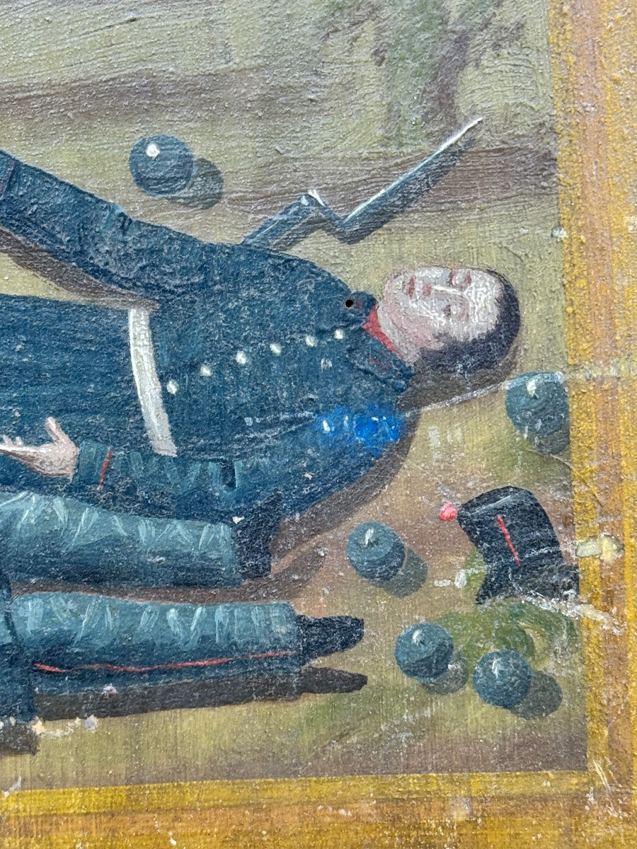 Ex-voto italien du XIXe siècle – Peinture naïve sur bois – daté du 24 juin 1866-photo-4