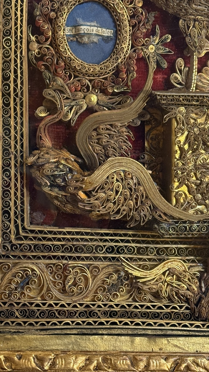 Paperolle Provençale aux Reliques de Saint François de Sales et Sainte Chantal – XVIIIe siècle-photo-4