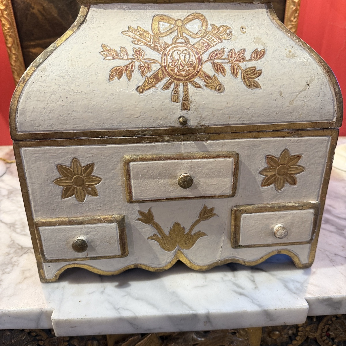 Coffret Louis XVI en bois laqué-photo-2