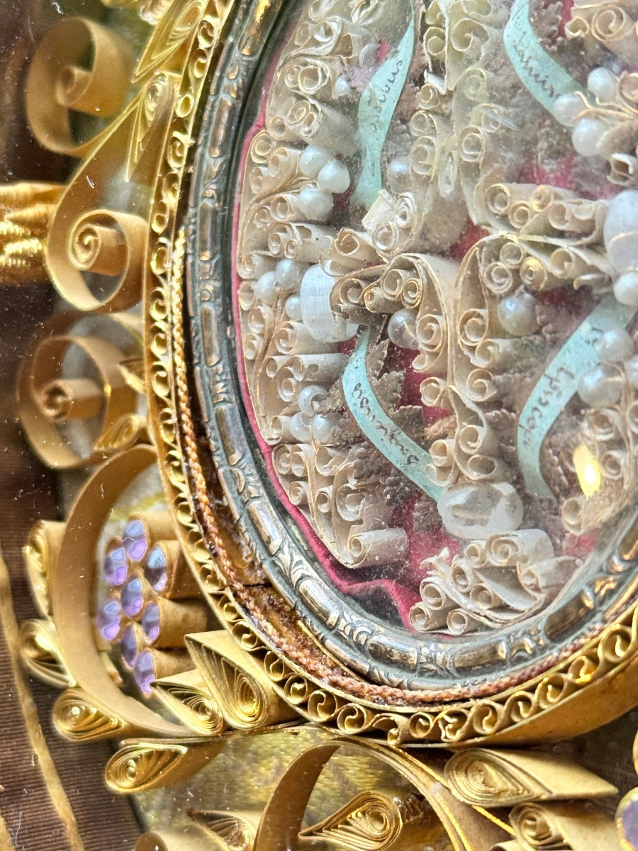 Paperolle religieuse à reliques – XVIIIᵉ siècle-photo-3