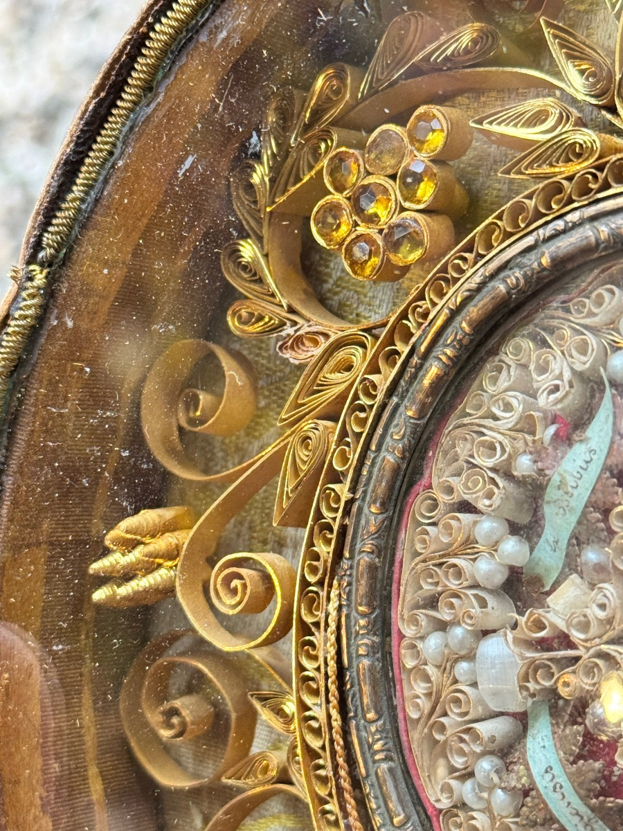 Paperolle religieuse à reliques – XVIIIᵉ siècle-photo-5