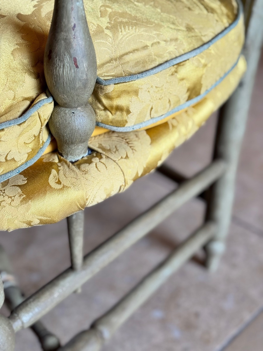 Small 18th-century Arlesian Armchair In Painted Wood-photo-1