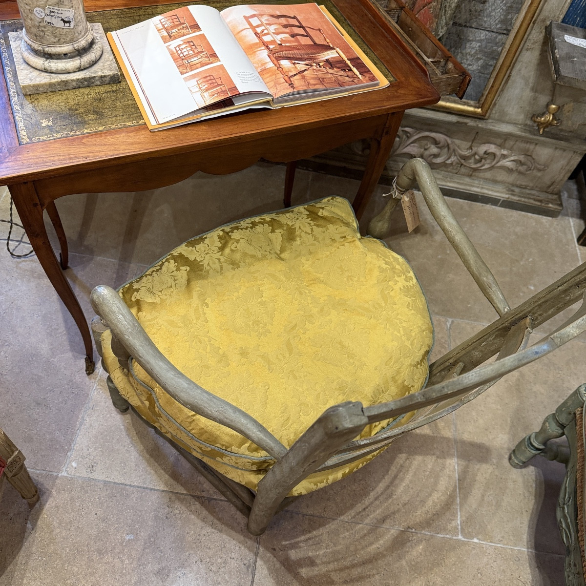 Small 18th-century Arlesian Armchair In Painted Wood-photo-7