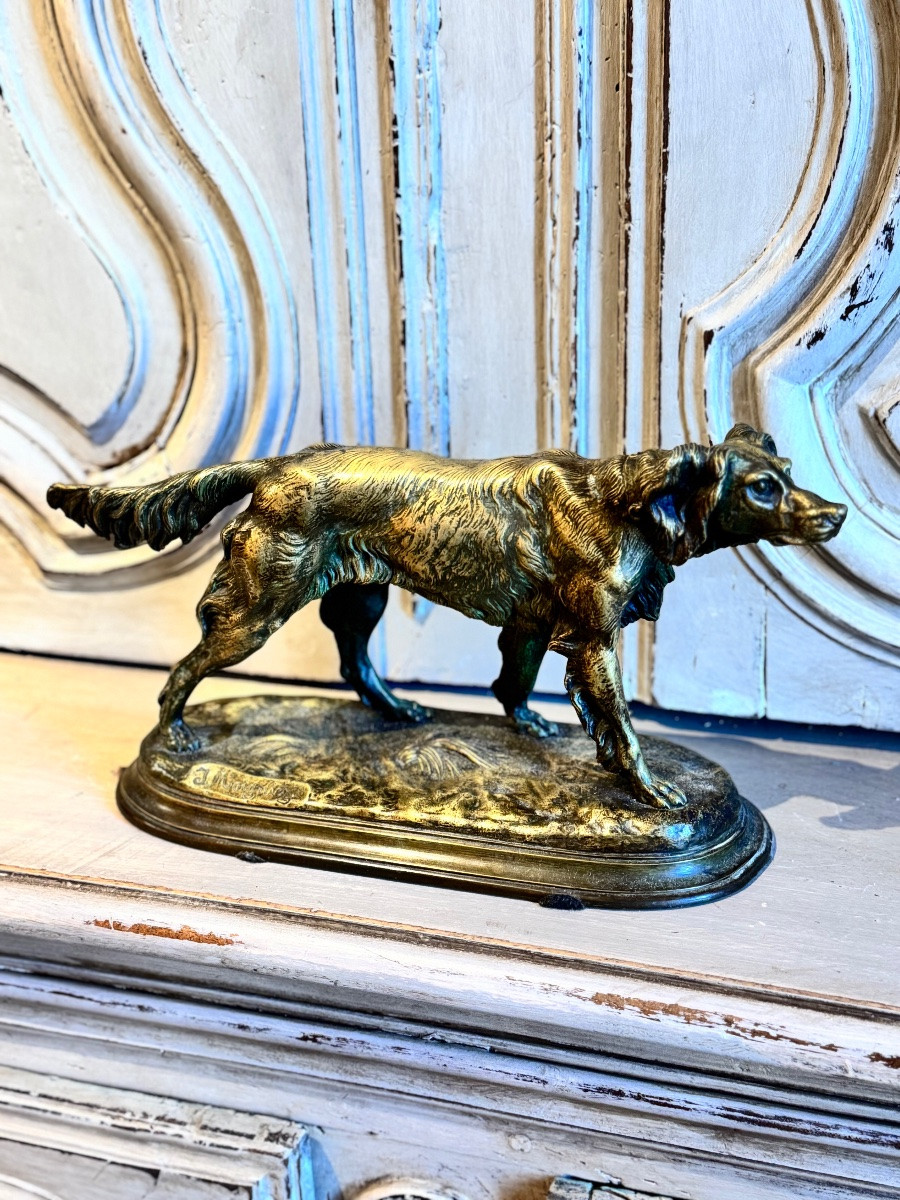 Bronze : Chien d’Arrêt – Signé J. Moigniez-photo-2