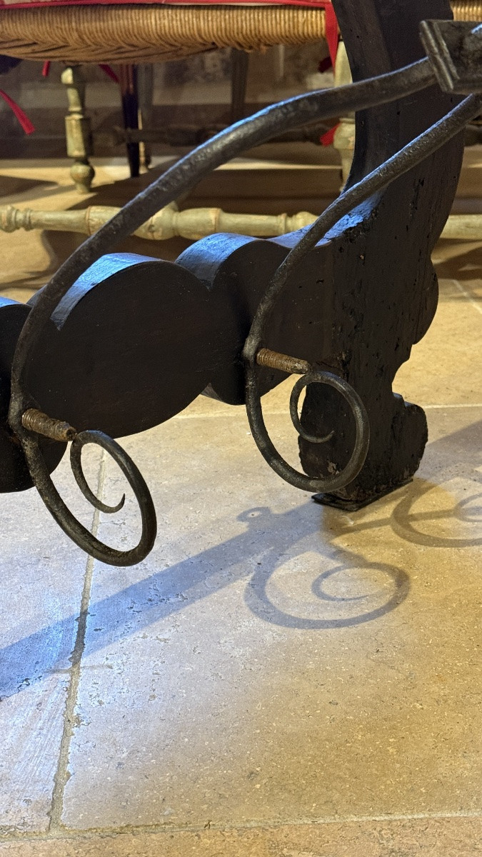 Oak  Table With Shaped Legs And Wrought Iron Stretcher, 17th Century-photo-7