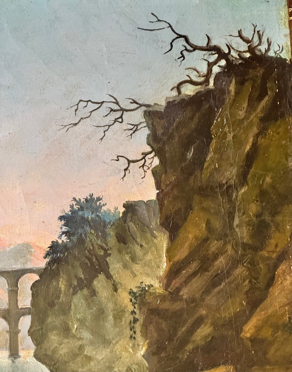 Lecomte Prétextat (Istanbul, 1890s) – Grand paysage romantique aux ruines et scènes de pêche-photo-5