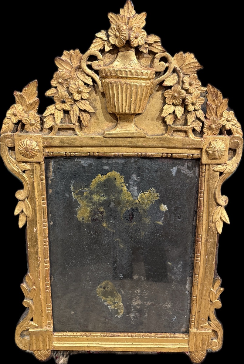 Louis XVI Style Mirror With Pediment, 18th Century-photo-2