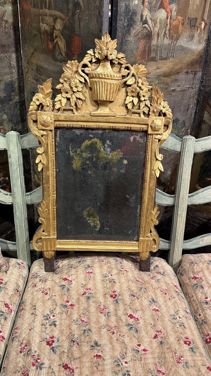 Louis XVI Style Mirror With Pediment, 18th Century-photo-2