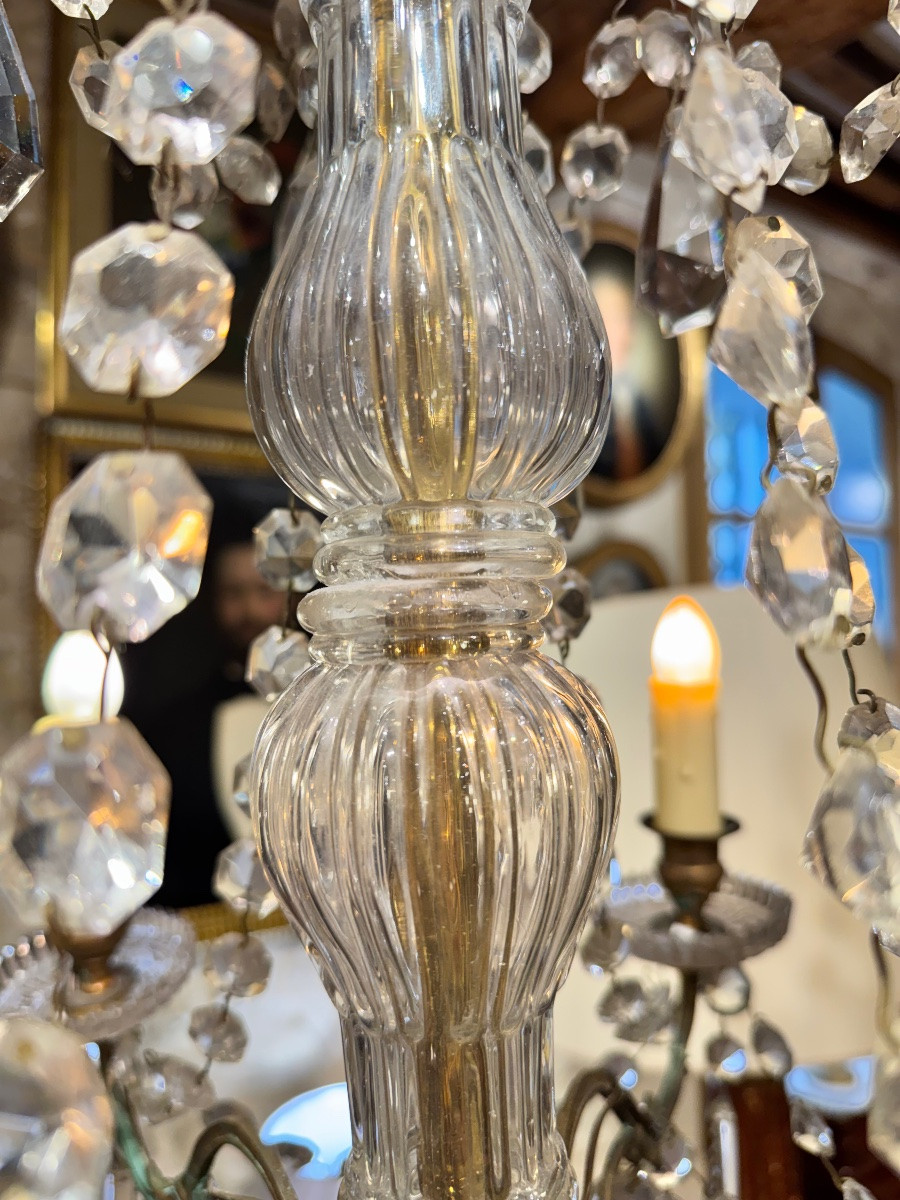 Six-arm Crystal Chandelier – Cascade Model – Late 19th Century-photo-2