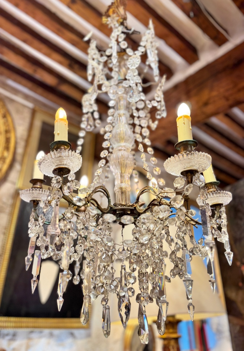 Six-arm Crystal Chandelier – Cascade Model – Late 19th Century